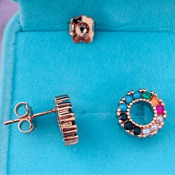 Tous Multicolor Big Circle Beaded Round Doughnut Spanish Bear Earrings Pin Stud - Picture 9 of 16